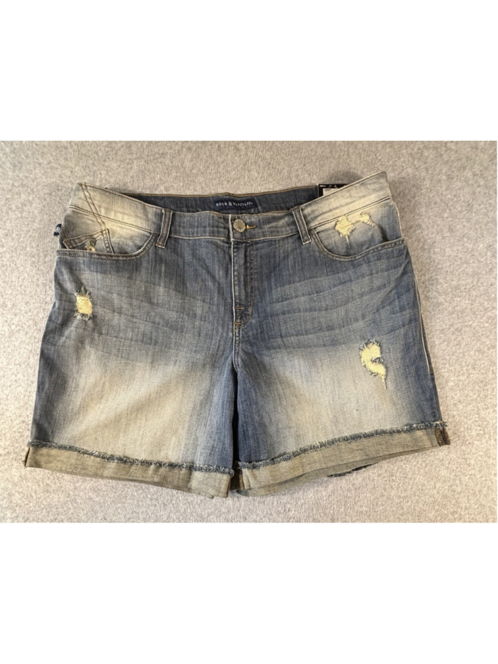 Rock & Republic Bumpershoot Denim Shorts 20W Womens Plus-Size Too Fly Distressed